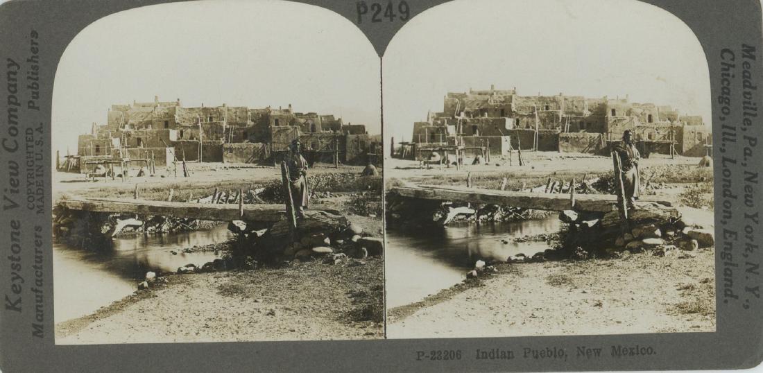 Antique Stereo Photograph - Indian Pueblo New Mexico: This lot starts at $1 as a courtesy so that collectors can determine the true market value on this authentic item. All items in this sale are guaranteed originals. Please contact us if there is a misr