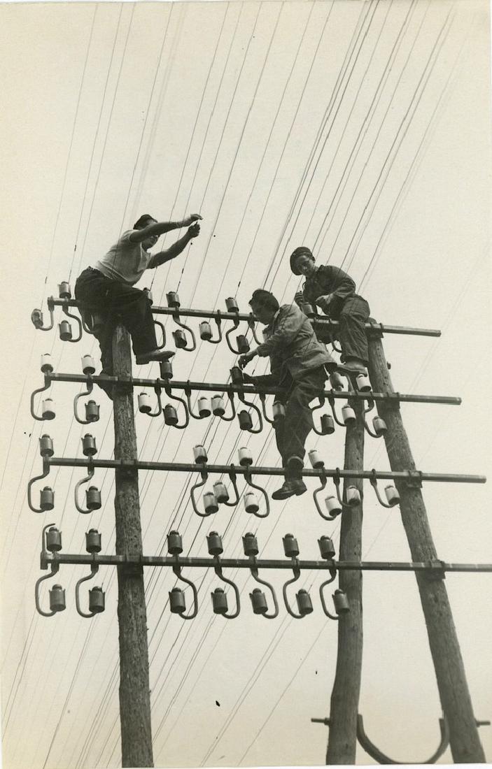 Silver Gelatin Labor Electrical Line Repair, 1940's (1 of 2)
