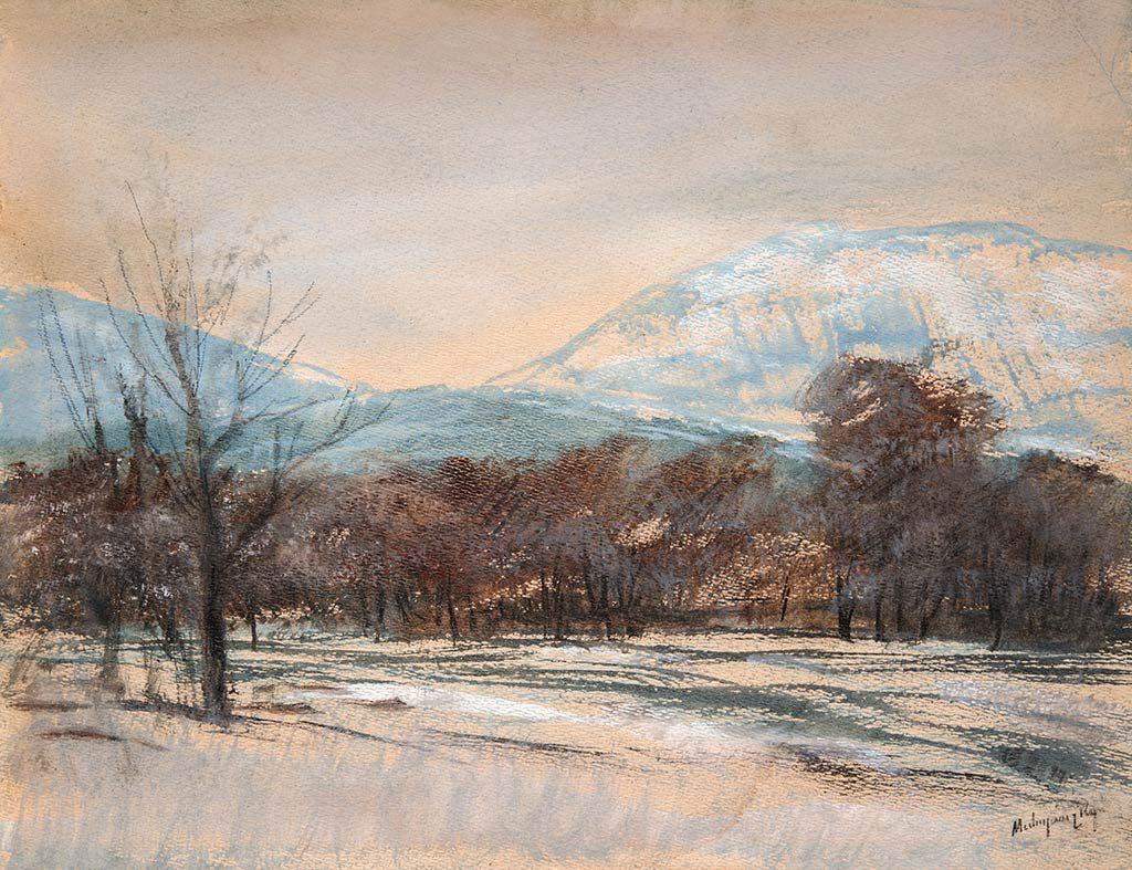 View of the Tatras: Author: Mednyánszky László (1852-1919) Technique: Aquarelle, gouache on paper Dimensions: 23x30,5 cm Signature: Signed bottom right: Mednyánszky, On the reverse: legacy stamp and inventory by Józ