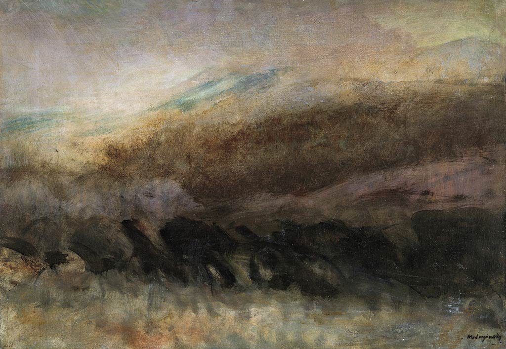 Baggage train: Author: Mednyánszky László (1852-1919) Technique: Oil on canvas Dimensions: 40,5x57,5 cm Signature: Signed bottom right: Mednyánszky, Signed on the reverse: Leltározta Budapest 1919 szeptember h�