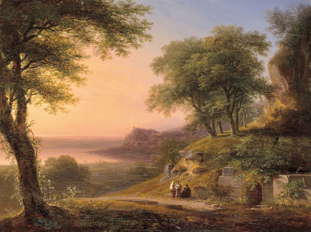 Ifj. Markó Károly (1822 - 1891): Italian landscape, Oil on canvas, 24,5x33 cm, Signed bottom right: C. Markó pinxit