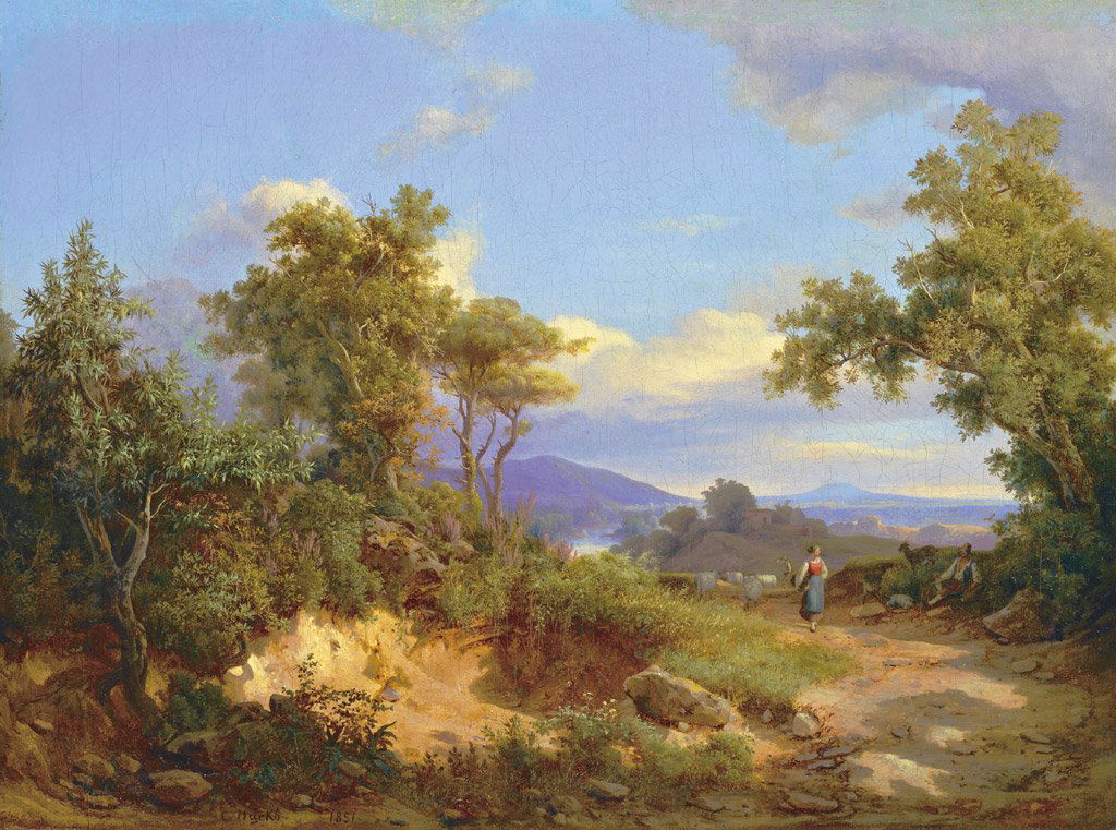 Ifj. Markó Károly (1822-1891): Landscape in Italy, 1851; Oil on canvas; 40x54 cm; Signed bottom left: C. Marko 1851