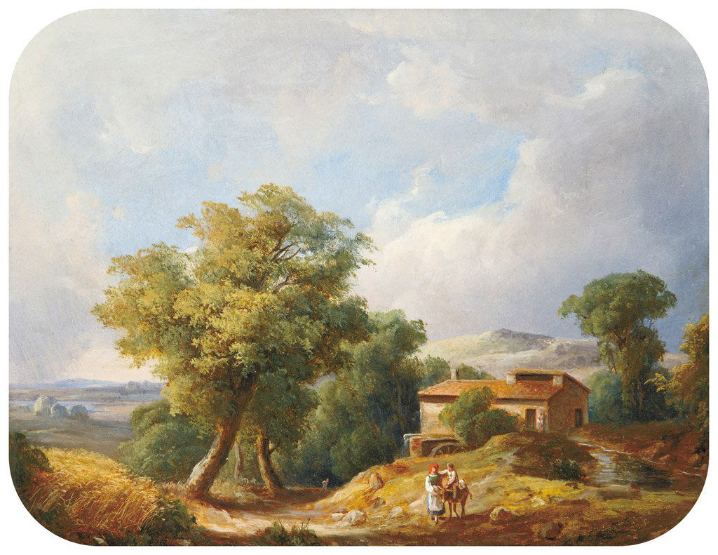 Ifj. Markó Károly (1822-1891): Italian scene: Oil on paperboard; 16,5x21,5 cm; Signed lower in the middle: C. Markó