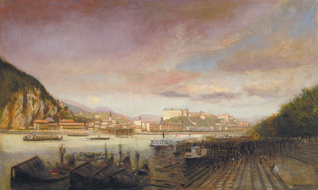 Mednyánszky László (1852-1919): Mednyánszky László (1852-1919) View of the Castle with bulding the Elizabeth Bridge in the background, 1898 Oil on canvas 62,5x100 cm Signed bottom right: Mednyánszky 44,444 EUR 57,143 EUR