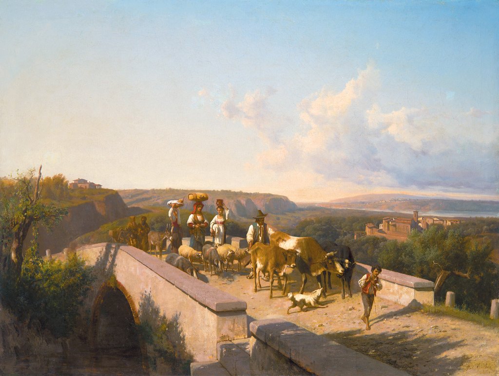 Markó András (1824-1895): Markó András (1824-1895) Going home from the fair in Servezza, 1876 Oil on canvas 103,5x136 cm Signed bottom right: And. Markó 1876