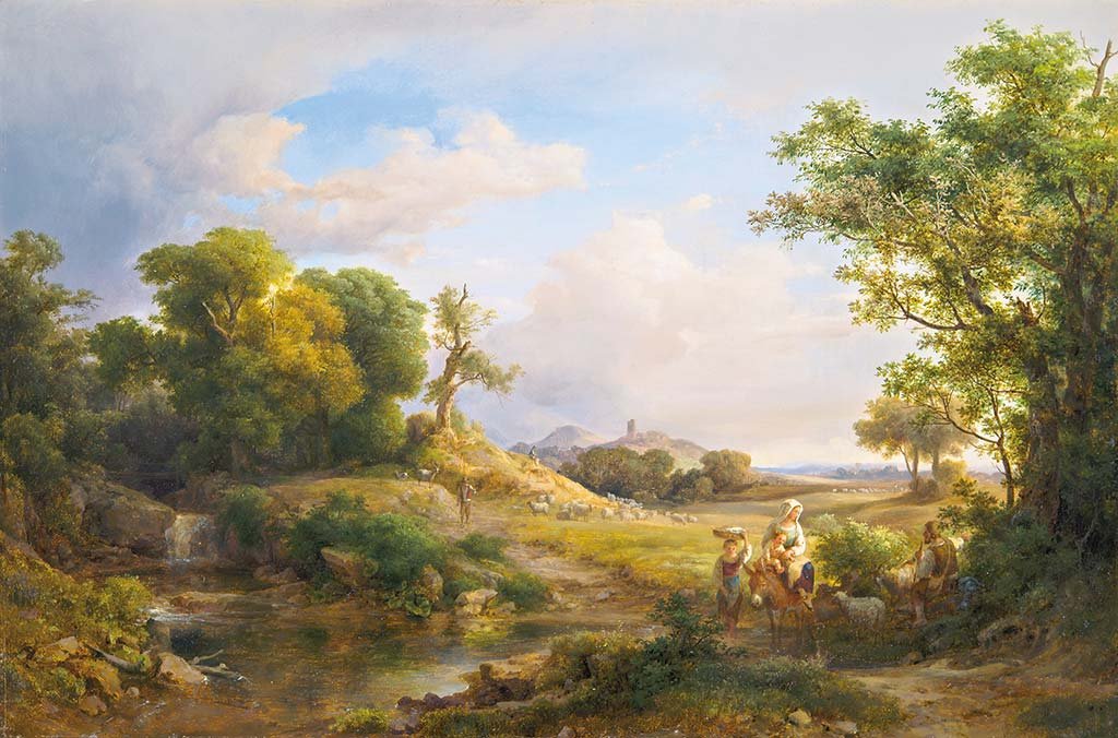 Italian land, 1857: Id. Markó Károly (1793-1860)Oil on canvas36x54 cmSigned down in the middle: C. Markó S.p. Ap. 1857