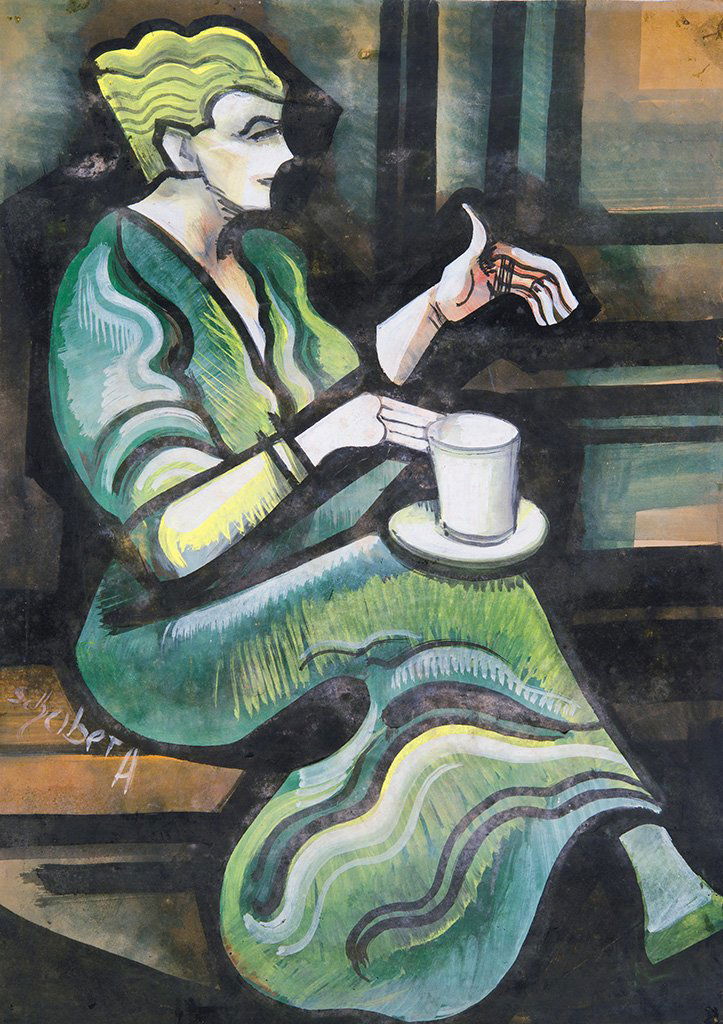 Scheiber Hugó (1873-1950): Lady drinking a coffee (1 of 1)