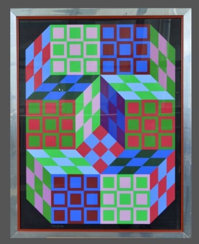 Victor Vasarely (French/ Hungarian, 1906-1997): Abstract. Serigraph. Edition 242/250. 36 1/2 x 27 1/2 inches.