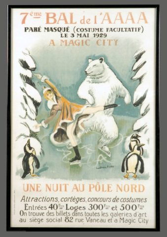 Ludovic Rodo Pissarro (French, 1878-1952) Poster: Circa 1929. Vintage French Poster. 7ème bal de l'A.A.A.A - A Magic City. 37 x 31 inches. Framed.