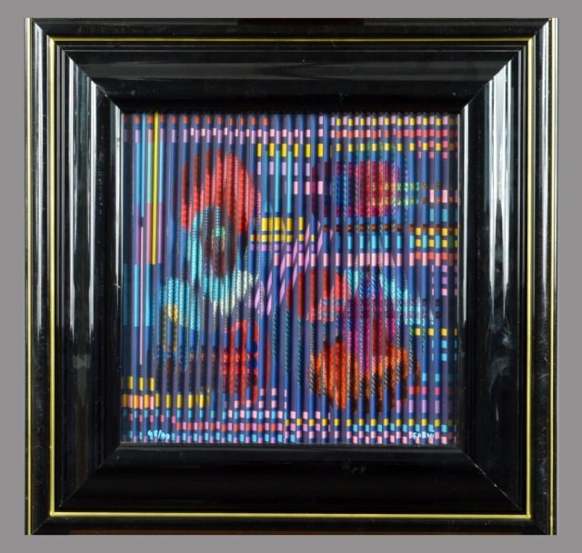 Jean-Claude Farhi (French, 1940): Untitled, Abstract. Framed mixed media. Signed on glass (l.r.), numbered on glass (l.l.). 19 x 19 inches.