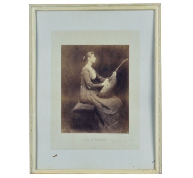 Thomas Wilmer Dewing (American, 1851-1938): A Lute Player. Lithograph. Signed in plate (l.l.). Copyright by N.E. Montross, 1889. Inscribed (l.r.) " To Charles C. Beaman / My Good Friend / -Thomas W. Dewing". Plate size 16 x 12 inches.