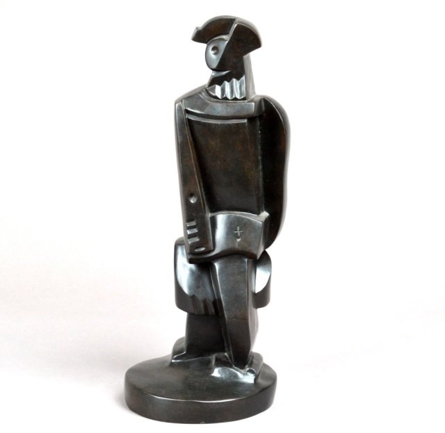 After Jacques Lipchitz (French, 1891-1973): Abstract Bronze Standing Figure, 1914. Signed and dated on base. Height 16 1/2 inches.