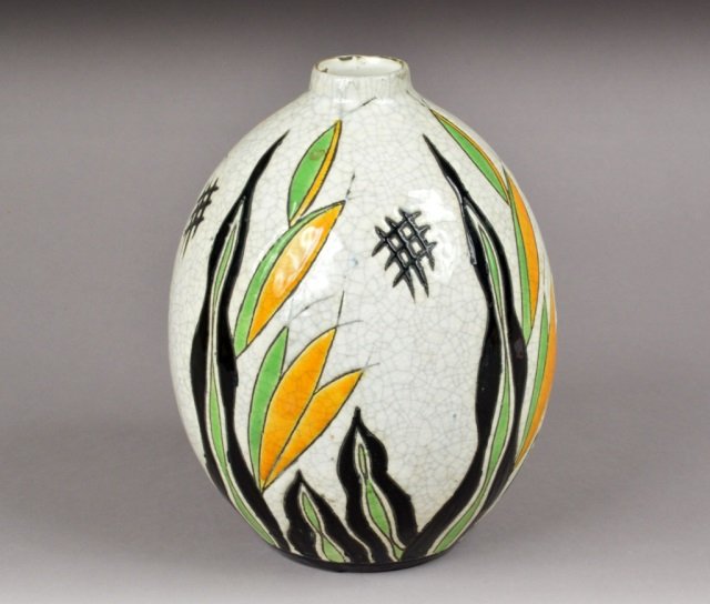 Keramis Art Deco Faience Vase: Keramis "D1208", Belgium. Height 9 1/2 inches.
