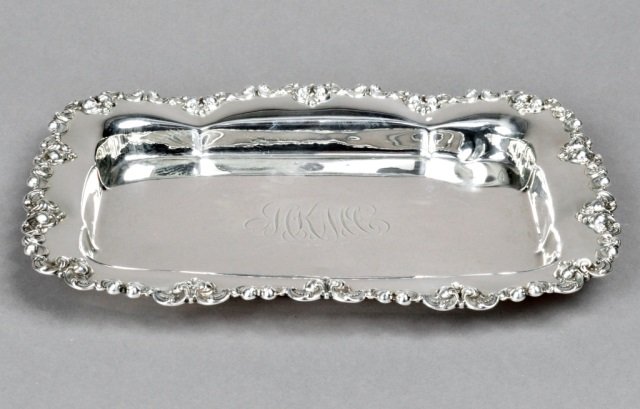 American Gorham Sterling Silver Tray: 20th century. 13 x 9 1/2 inches. Approximately 18.5 oz.