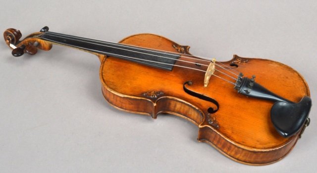 Continental Wood Violin: Probably Italian. In fitted case. Length 24 inches.