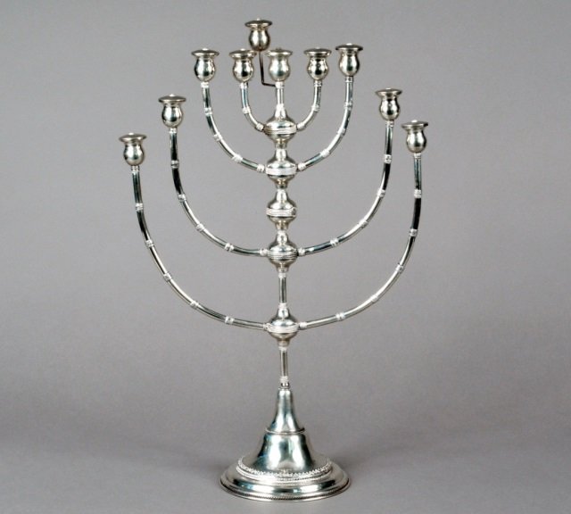 Israeli Sterling Silver Rotating Menorah: Height 25 inches. Approximately 30 oz.
