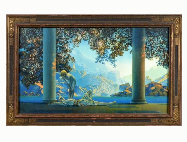 Maxfield Parrish (American, 1870-1966): Daybreak. Offset color print. Published by The House of Art N.Y. 10 x 17 1/2 inches.