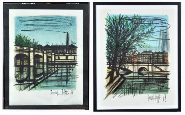 Bernard Buffet (French, 1928-1999): Pair of Parisian Scenes, '68. Lithographs. Each signed and dated (l.r.). 25 1/2 x 19 1/2 inches.