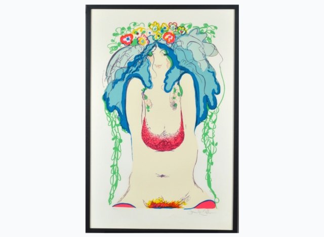 Frank Gallo (American, 1933): Untitled, Flowers in Her Hair. Lithograph. Signed (l.r.). 37 x 24 1/2 inches.