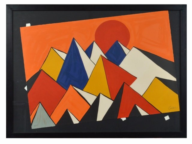 Alexander Calder (American, 1898-1976): Pyramids, Abstract. Lithograph, signed (l.r.), edition E.A. (ll.). Sheet Size 26 1/2 x 38 1/2 inches.