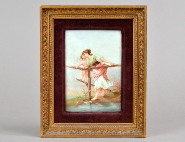 KPM Porcelain Plaque: German Late 19th / Early 20th century. Incised on the verso. 7 x 5 inches.