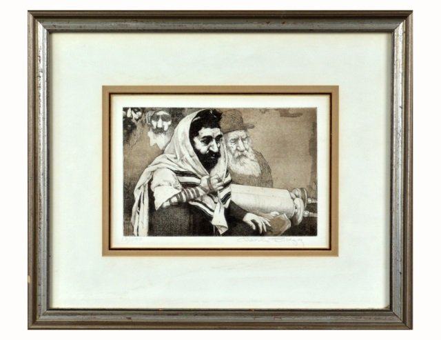 Charles Bragg (American, 1931): Untitled, Rabbis. Etching. Signed in pencil (l.r.), numbered 131/150 (l.l.). 7 x 10 inches.