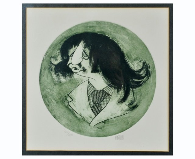 Albert Hirschfeld (American, 1903-2003): Untitled, Caricature of Ringo Starr. Lithograph. Signed in pencil (l.r.), numbered 125/150 (l.l.). 12 x 12 inches.