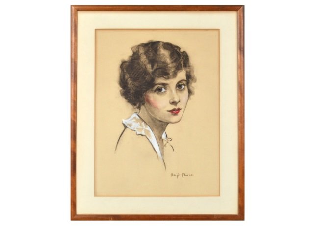 Beryl Morse (20th Century): Untitled, Portrait of a Lady. Pastel painting. Signed (l.r.). 21 x 15 1/2 inches.