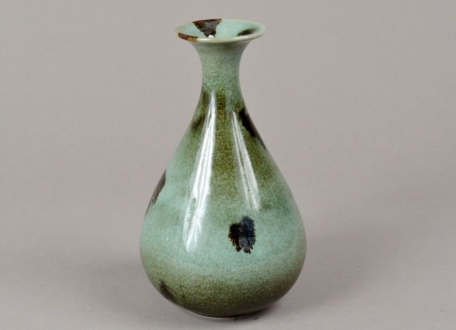 Poh Chop Yeap (Malaysian, 1927) Green Glazed Vase: Height 10 inches. Inscribed on bottom.
