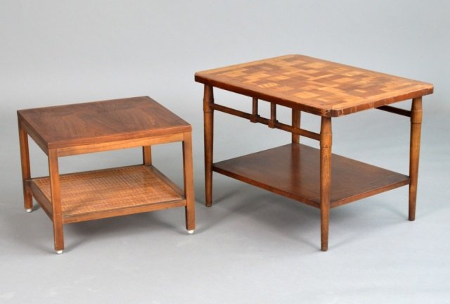 Two American Mid Century Occasional Tables: Larger height 20 inches, width 29 inches, depth 21 inches.