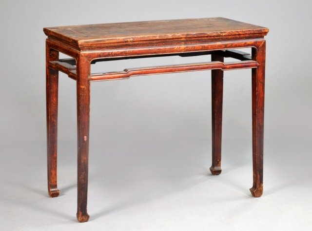 Chinese Hardwood Altar Table: Late 19th / early 20th century. Height 35 inches, width 40 inches, depth 20 inches.