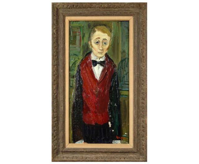 Continental School (20th Century): Late 19th / Early 20th century. Untitled, Portrait of a Man. Oil on canvas. Signed illegibly (l.r.). 32 x 16 inches.