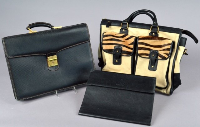 Three Men's Bags: Comprising a Gucci attorney's briefcase; Prada clutch; Beretta tote.