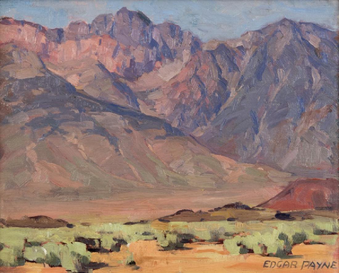 Edgar Alwin Payne (1883-1947 Hollywood, CA): ''Canyon Color'', signed lower right: Edgar Payne, titled by repute, oil on canvas laid to waxed canvas, 16'' H x 20'' W, est: $15,000/20,000 Provenance: Private Collection, Santa Monica, CA