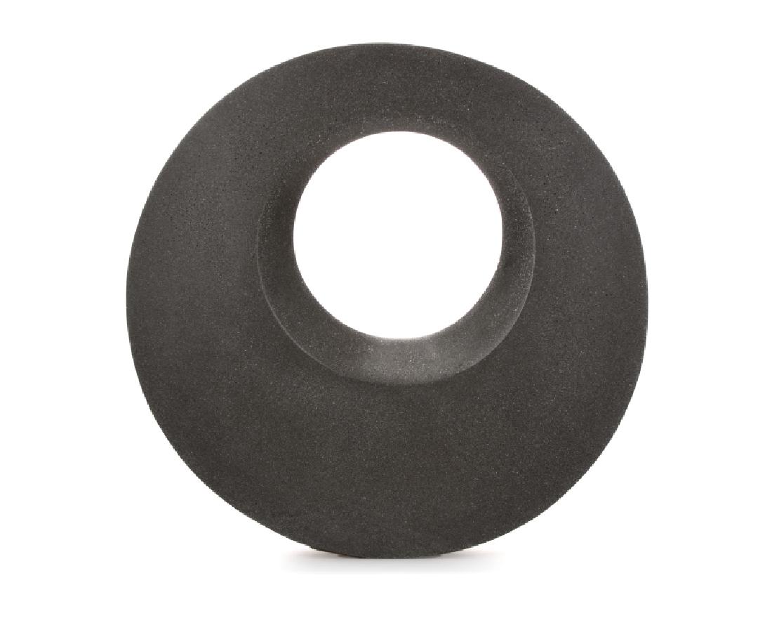 Masatoyo Kishi (1924-* California / Japan): Abstract black composite stone ring, signed and numbered to underside: Kuki 105/200, 19.75'' H x 20.25'' W x 2.75'' D, est: $800/1200 Provenance: Private Collection, Beaverton, OR