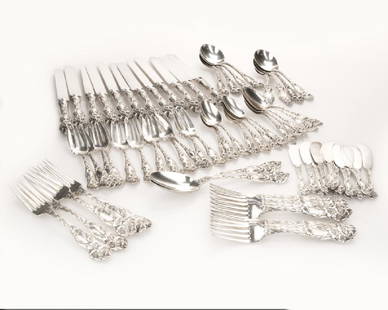 Partial sterling silver ''Lily'' flatware service: Early 20th century, Attleboro, MA, each with maker's marks of Mechanics Sterling Co. or Watson & Newell Co., further marked: Sterling, an assembled service in the ''Lily'' pattern designed 1902 by Eus