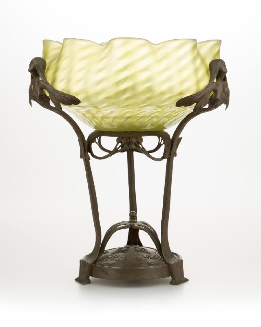 An Art Nouveau bronze-mounted glass centerpiece (1 of 5)
