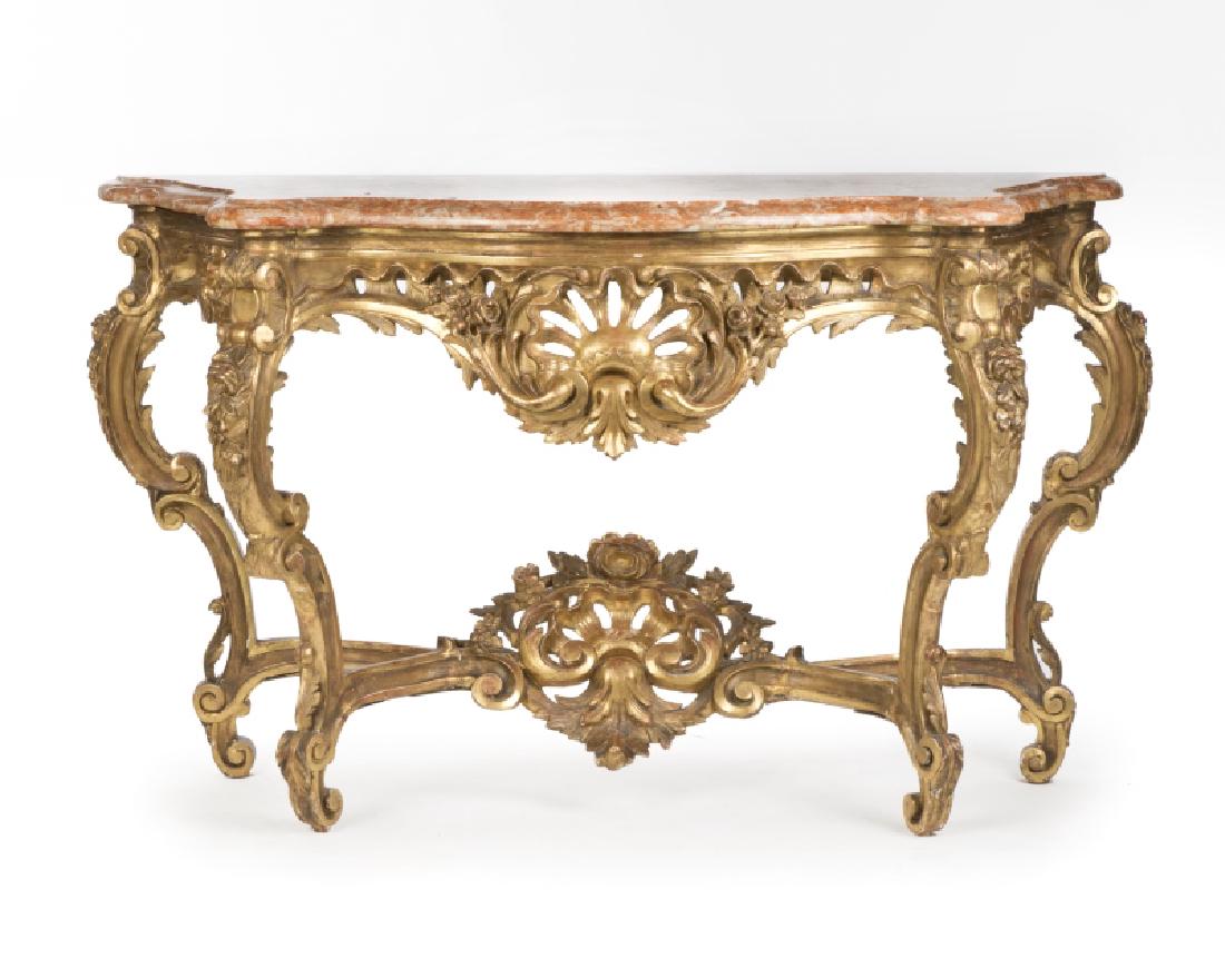 A Continental carved giltwood console table (1 of 4)