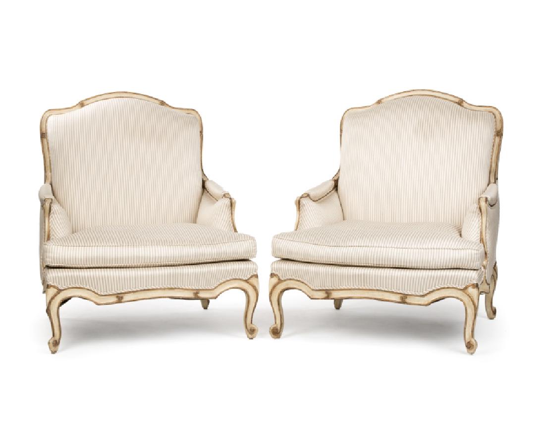A pair of Louis XV-style bergeres (1 of 2)