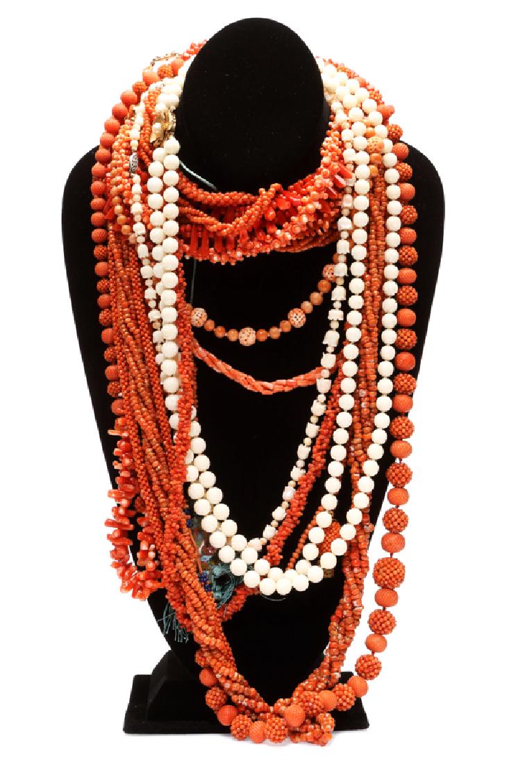 Seventeen coral bead necklaces (1 of 1)