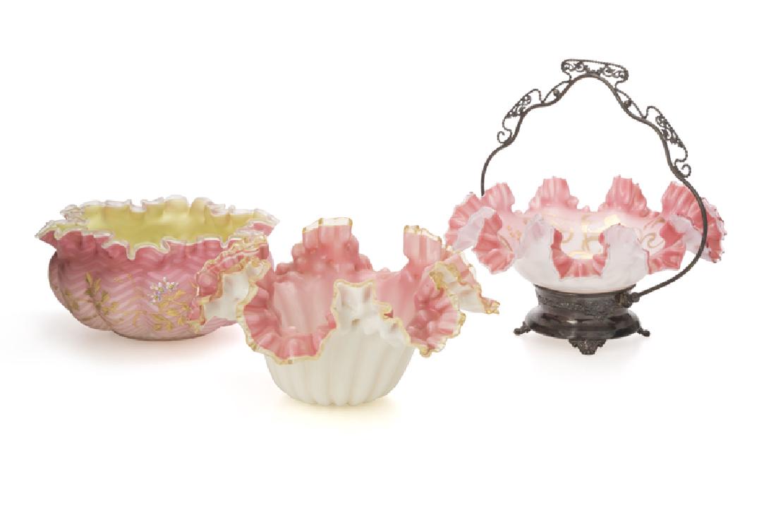 Three Victorian ruffled-edge art glass bowls (1 of 1)