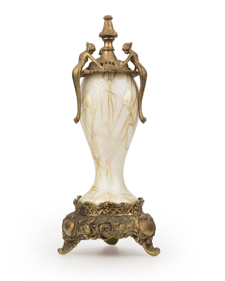 An Art Nouveau bronze-mounted art glass censer (1 of 2)