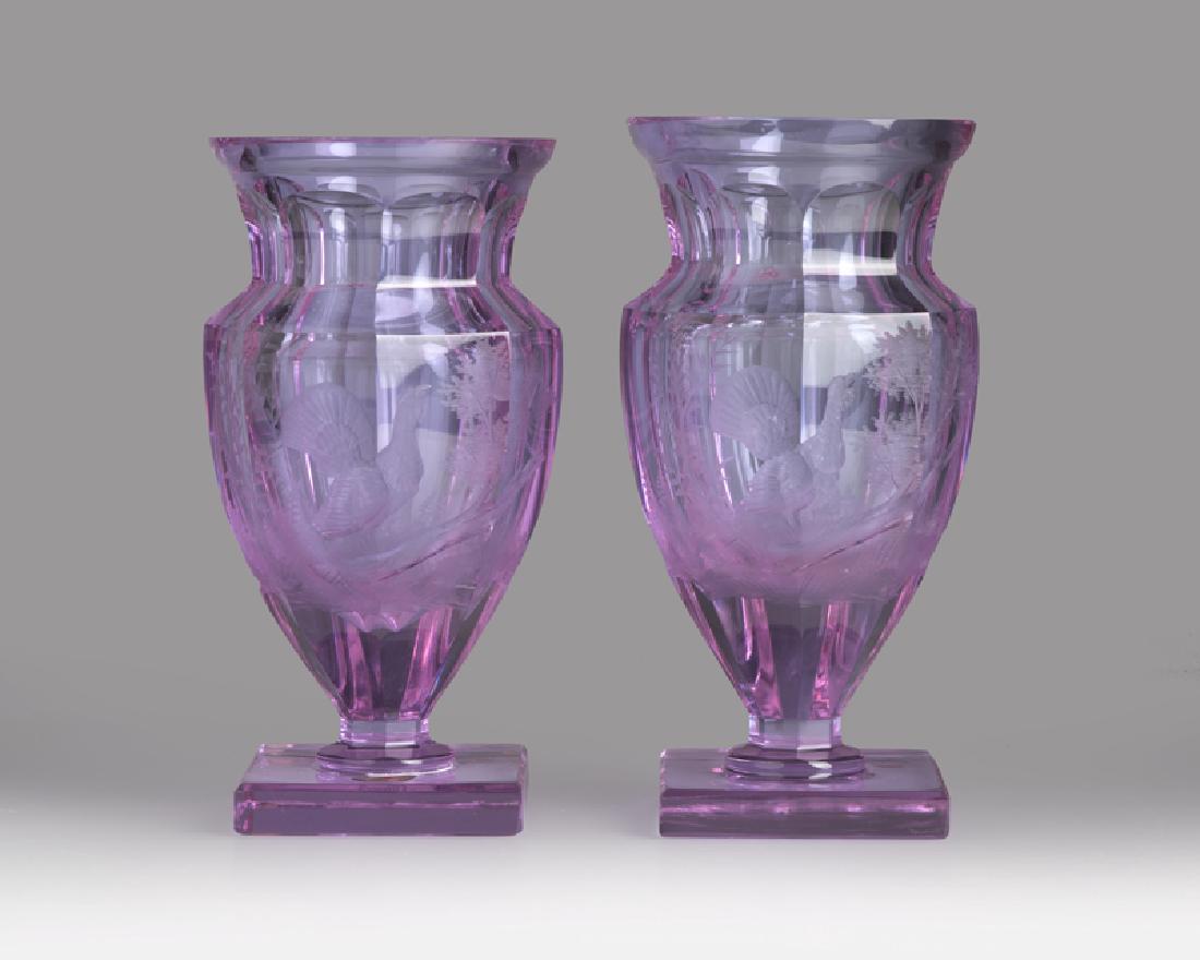 Two Moser amethyst art glass vases (1 of 3)