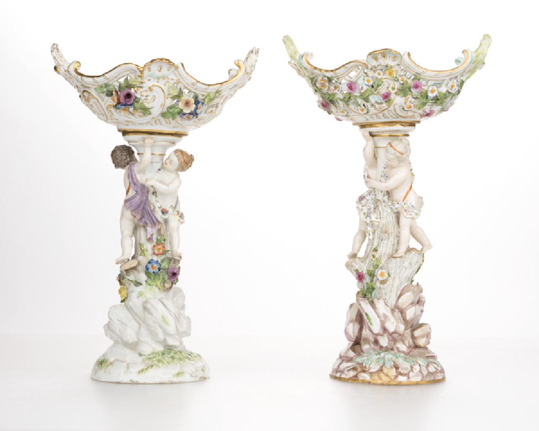 Pair of Meissen porcelain figural footed baskets (1 of 9)