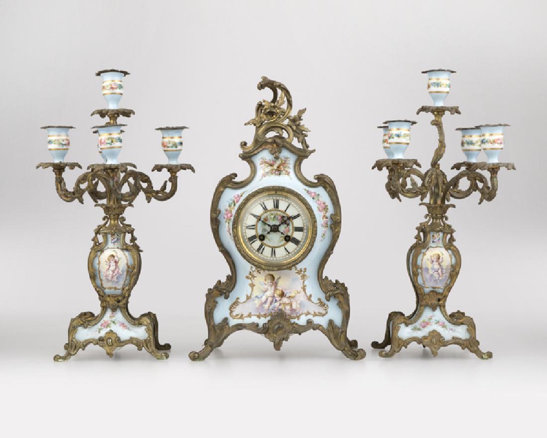 A Louis XV-style mantel clock and garniture (1 of 8)