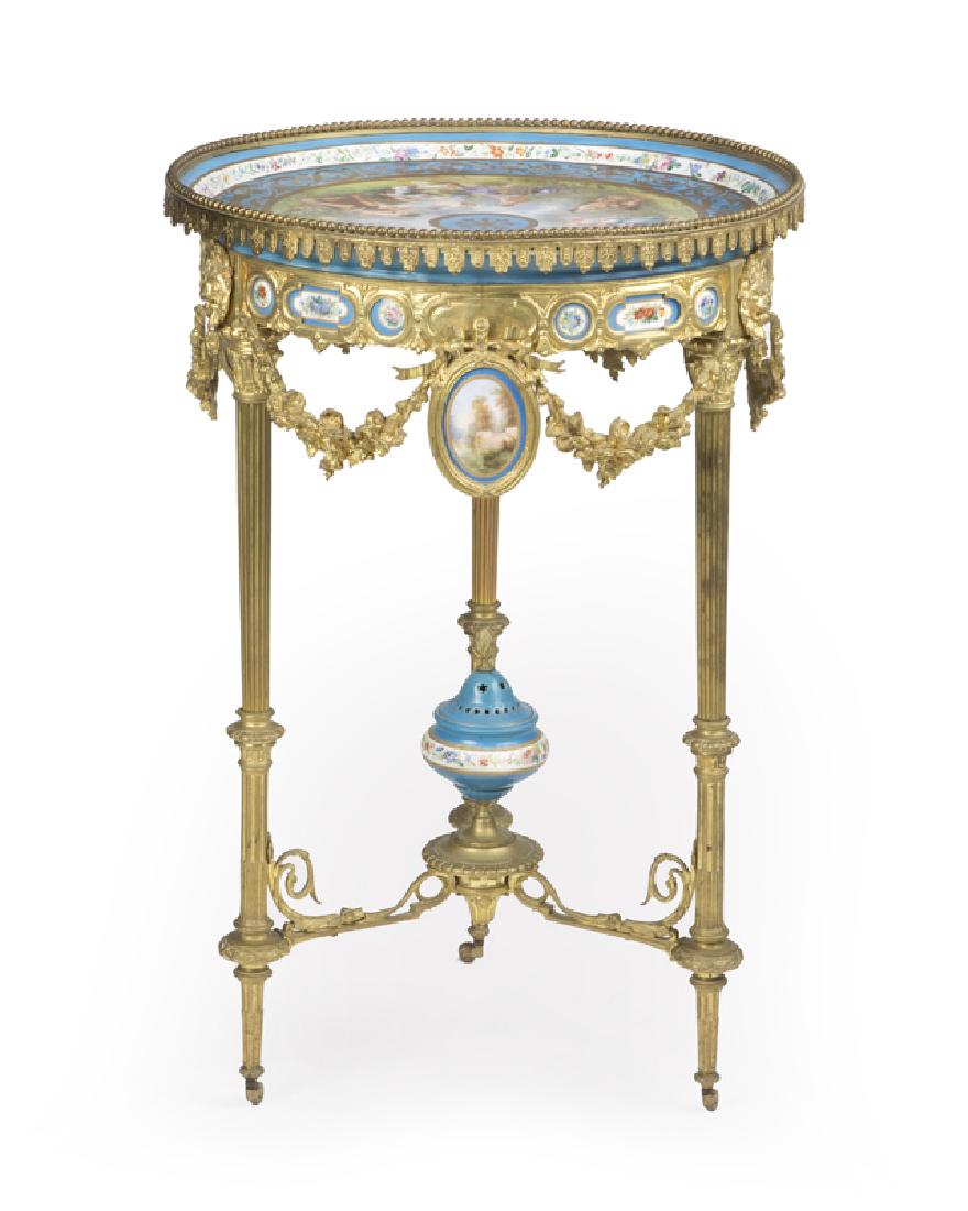 A Sevres-style bronze-mounted porcelain table (1 of 4)