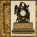 1119: EMPIRE STYLE GILT METAL GREEN MARBLE CLOCK