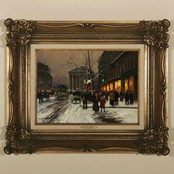 EDOUARD CORTES, "RUE MADELEINE", PARIS, OIL: signed lower left Edourd Cortes (France, 1882-1969), framed oil on canvas, verso marked 61396; image size: , 12.5 H x 17.5 W