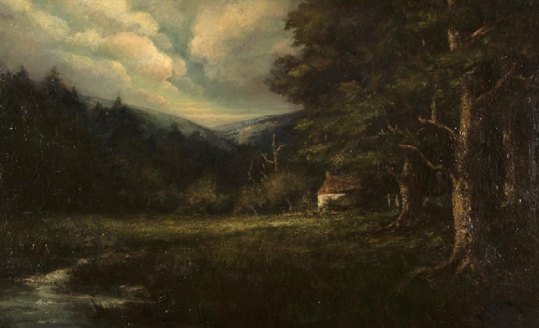 William Keith (1838 - 1911 Berkeley, CA): Tonal landscape Oil on canvas laid to canvas Signed lower right: W. Keith 30'' H x 48'' W Provenance: Private Collection, Pasadena, CA. Notes: Framed size: 40'' H x 58.5'' W x 3.5'' D.