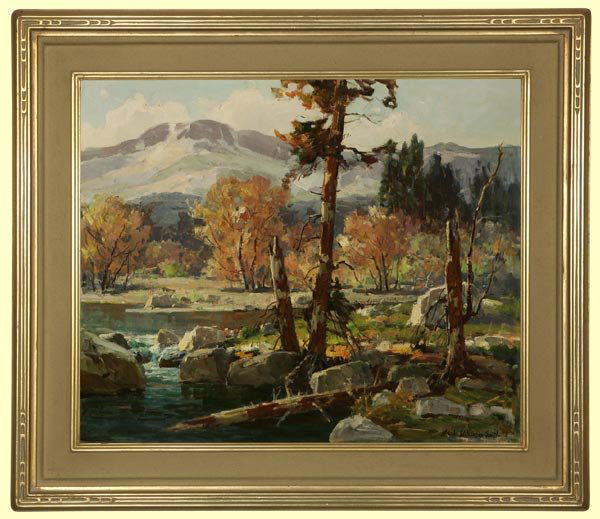 Jack Wilkinson Smith (1873-1949): ''Creek Meadows'', High Sierras landscape, signed lower right: Jack Wilkinson Smith, oil on canvas, 20x24, est:$18,000/24,000. Provenance: Residence, Alhambra, CA